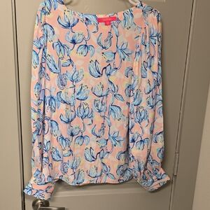Lilly Pulitzer Pink and Blue Floral Blouse